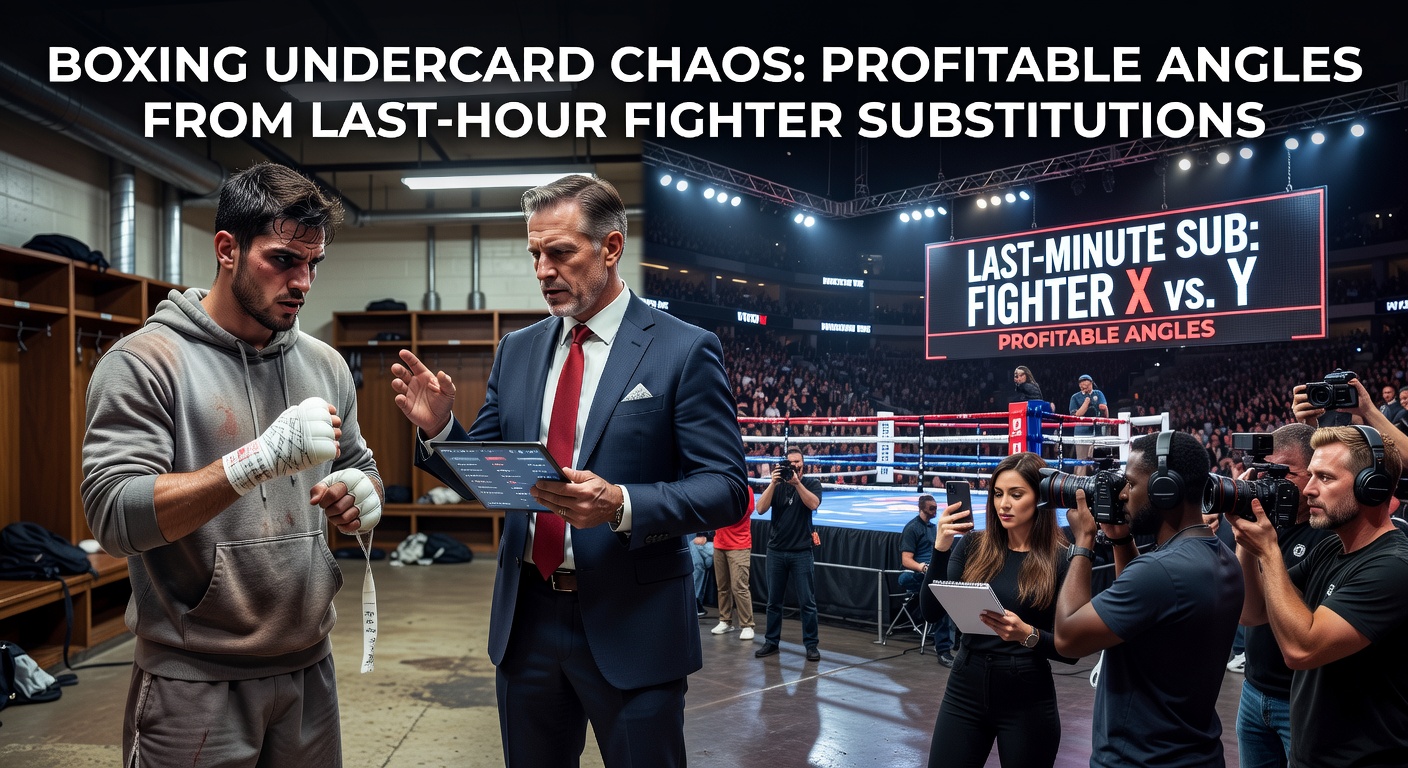 Bookmakers updating odds on screens amid a flurry of last-minute boxing undercard changes, capturing the high-stakes betting shift