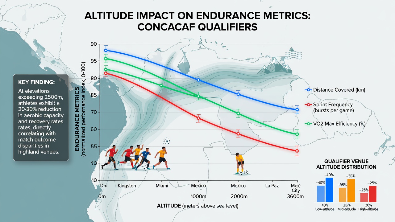 Coaches reviewing endurance metrics and GPS data from a high-altitude CONCACAF qualifier