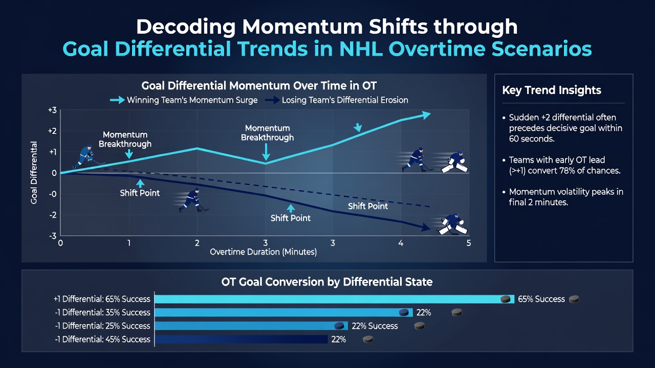 Statistical charts displaying NHL overtime goal trends and momentum indicators