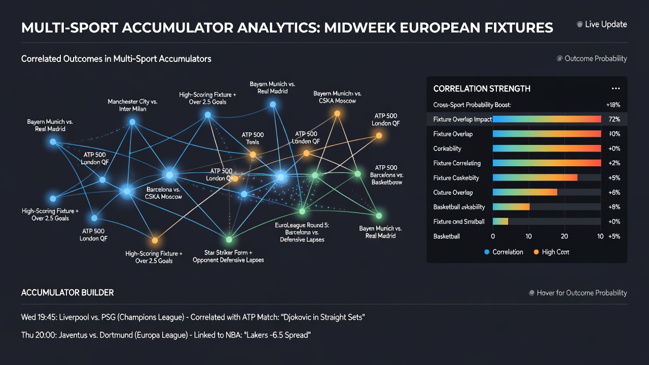 Analysis of correlated betting markets linking European football results with basketball and tennis outcomes
