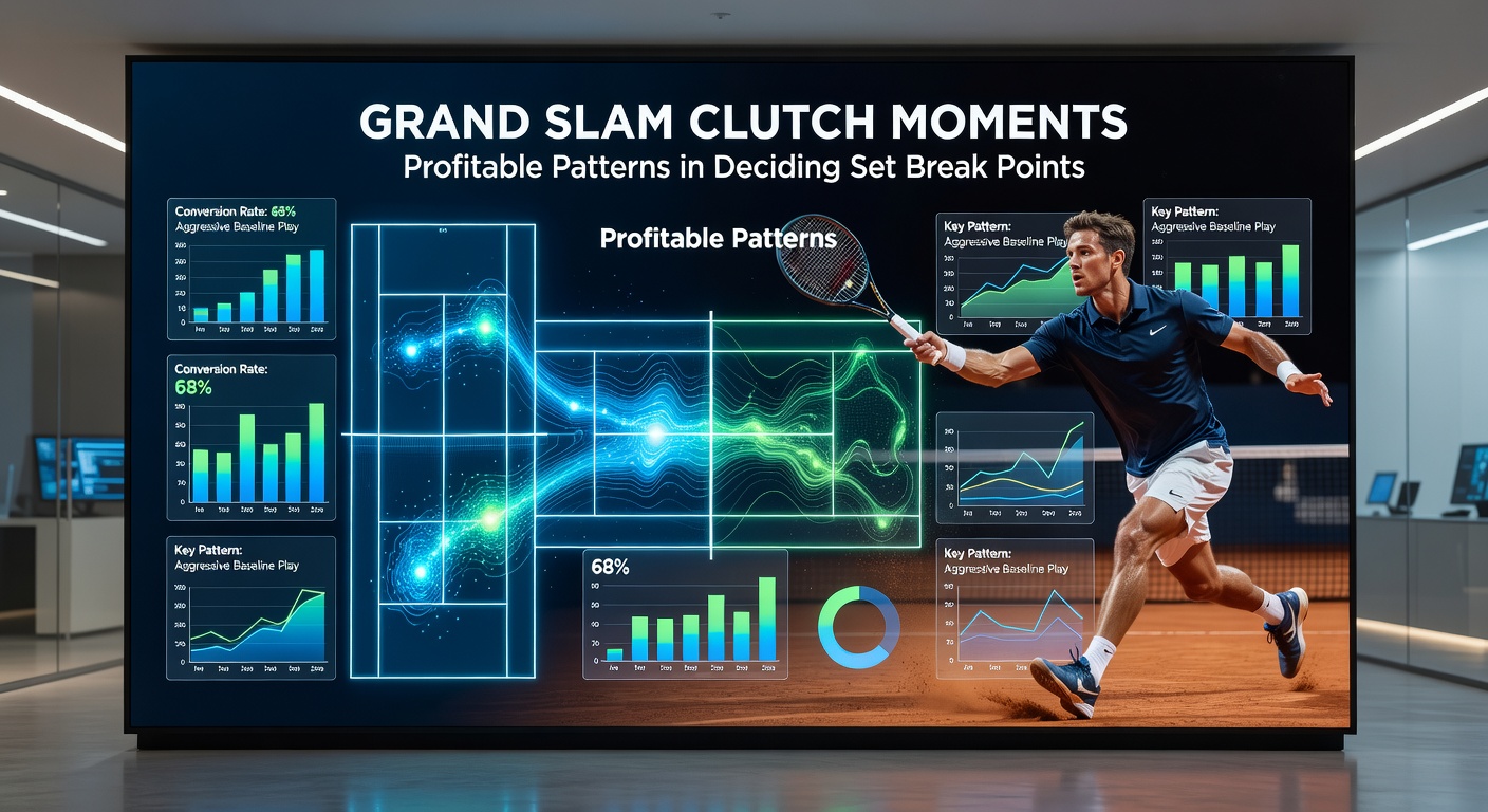 A tense deciding set break point at the French Open, player mid-swing with clay court visible and scoreboard showing tiebreak potential