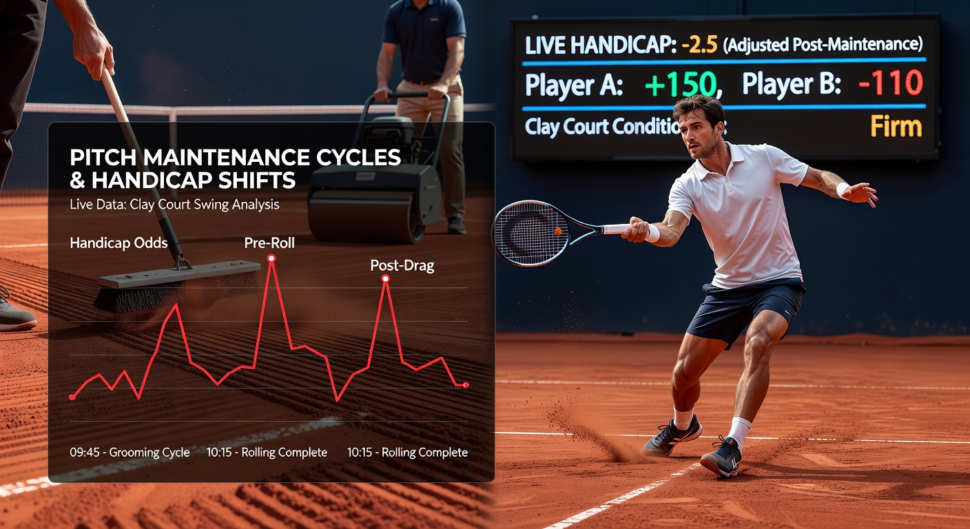 Live odds board displaying tennis handicap prices updating during a clay court match