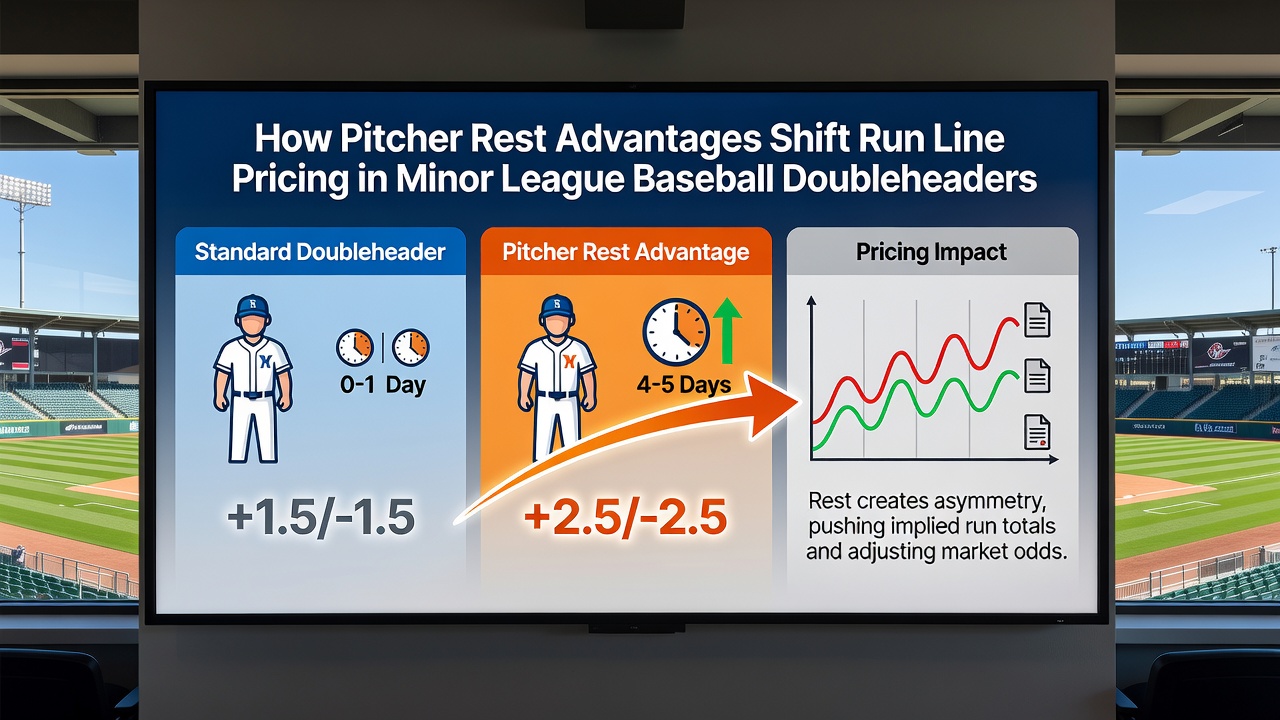 Scoreboard and betting odds display at a minor league ballpark during a doubleheader evening