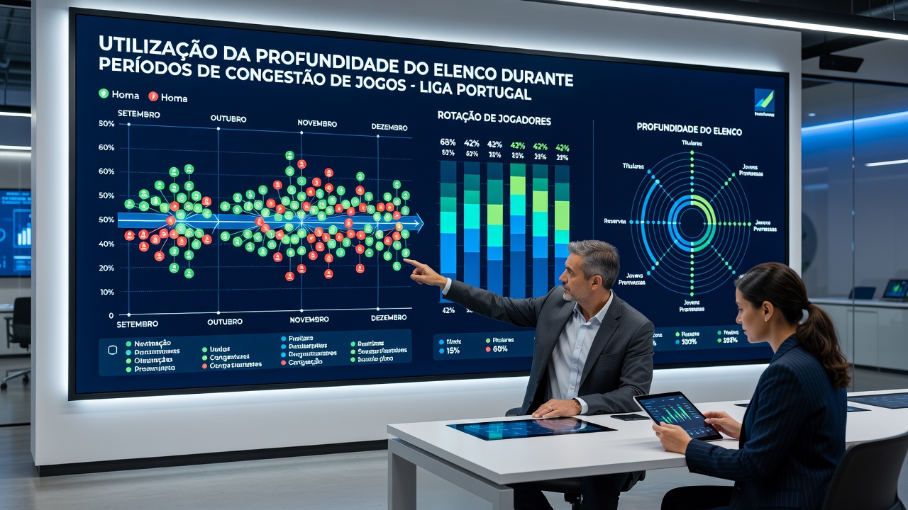 Coaches analyzing squad rotation data ahead of Primeira Liga fixtures